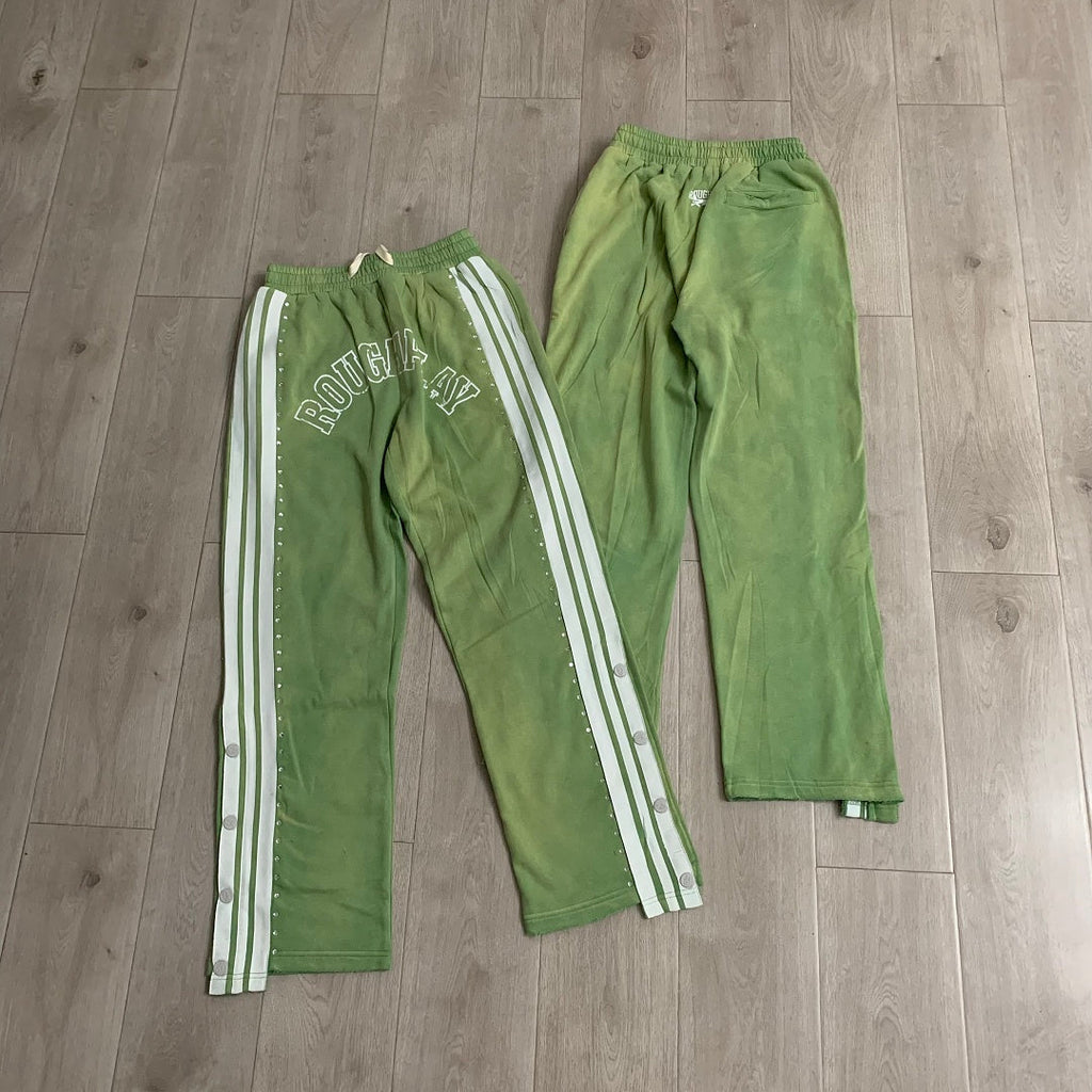 Rough Play Rhinestone Track Pants green