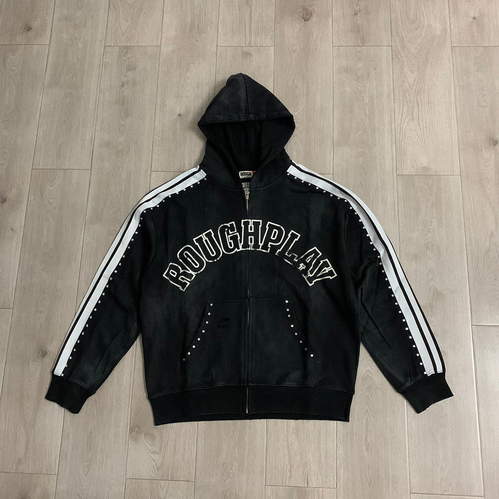 Rough Play Rhinestone Zip Hoodie Black