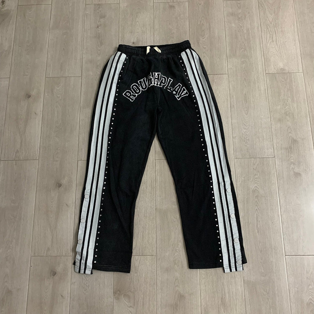 Rough Play Rhinestone Track Pants Black