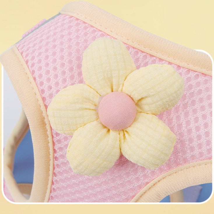 Breathable Flower Decor Dog Harness&Leash