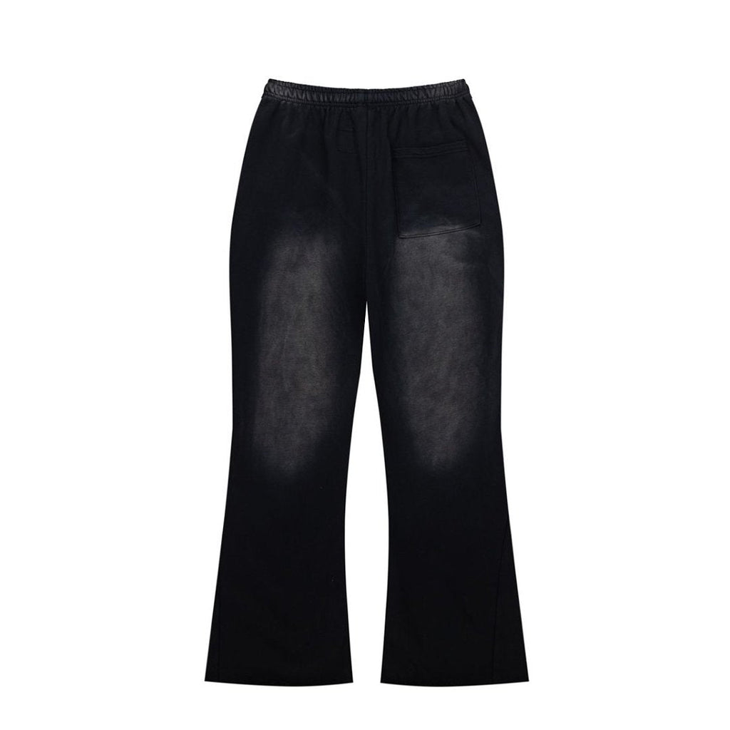 Street Style Skull Letter Print Elastic Waist Flared Pants
