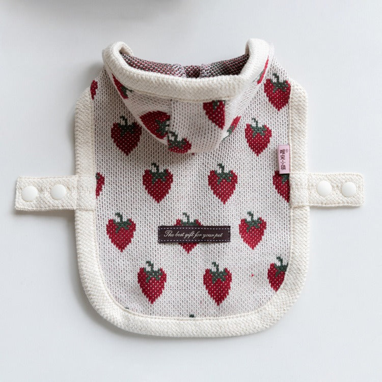 Strawberry Printed Hooded Dog Cat Cape