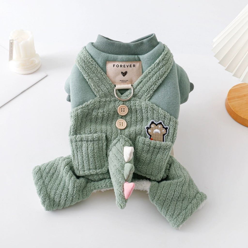 Fleece Dinosaur Tail Dog Jumpsuits