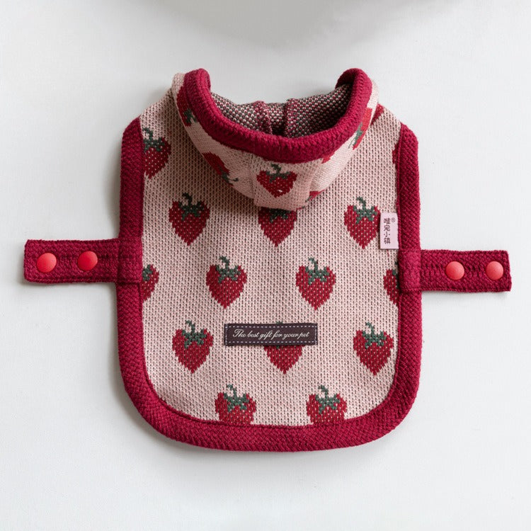 Strawberry Printed Hooded Dog Cat Cape