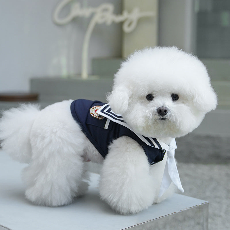 Navy Pattern Design Dog Cat Dress/Vest