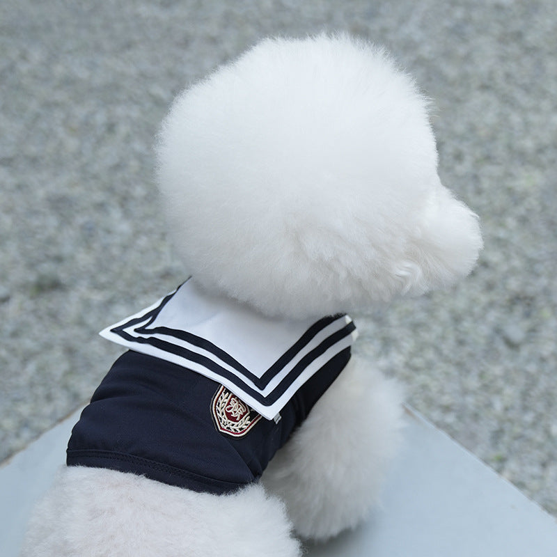Navy Pattern Design Dog Cat Dress/Vest