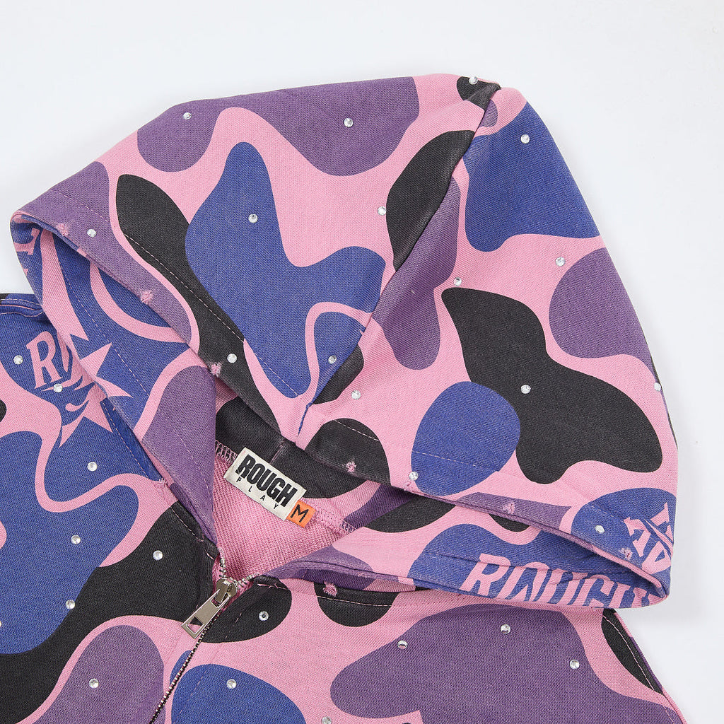 Rough Play Camo Zip Hoodie | Pink / Purple