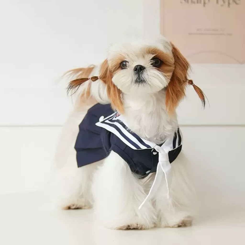 Navy Pattern Design Dog Cat Dress/Vest