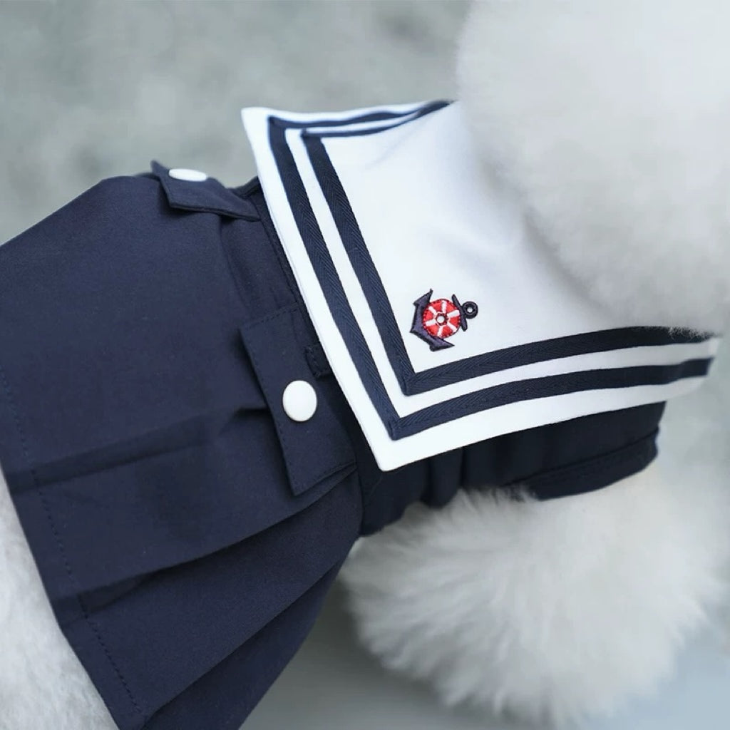 Navy Pattern Design Dog Cat Dress/Vest