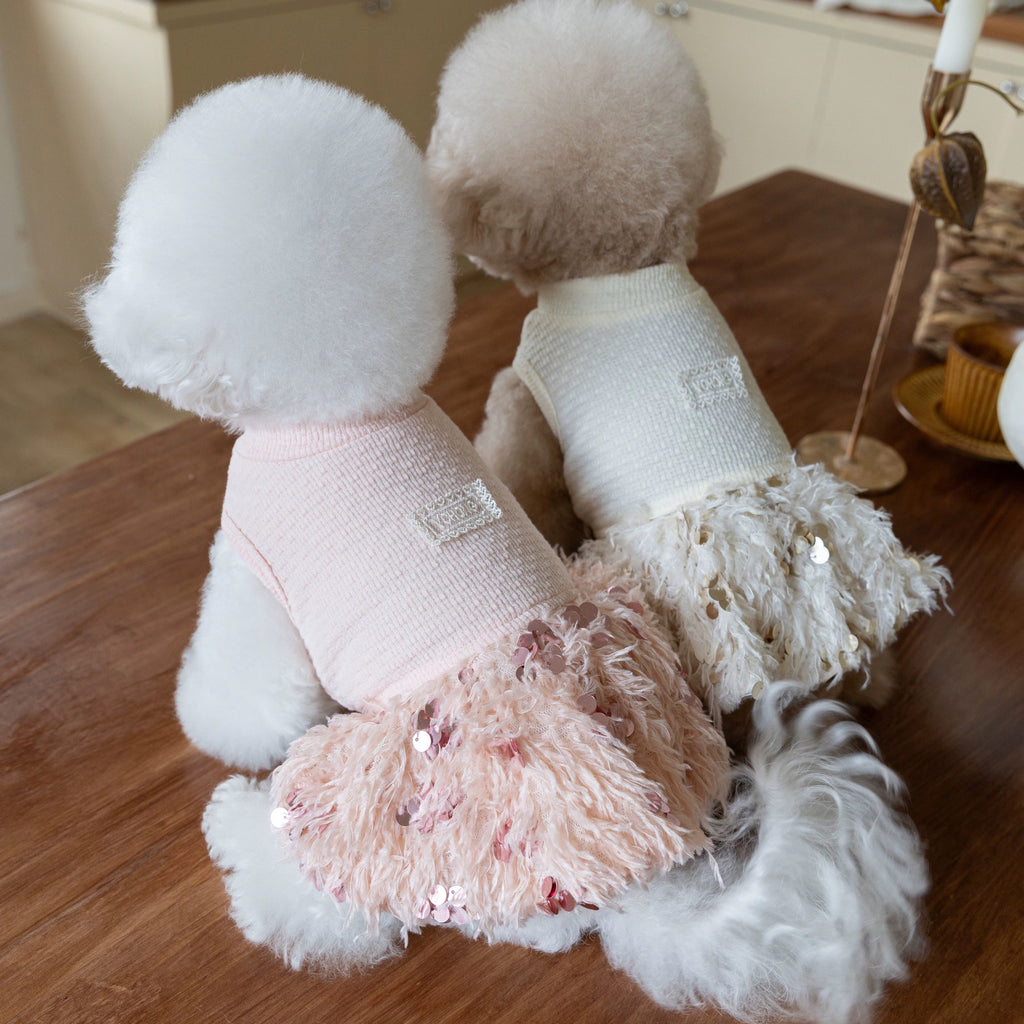 Elegant Sequin Dog Cat Dress Coat
