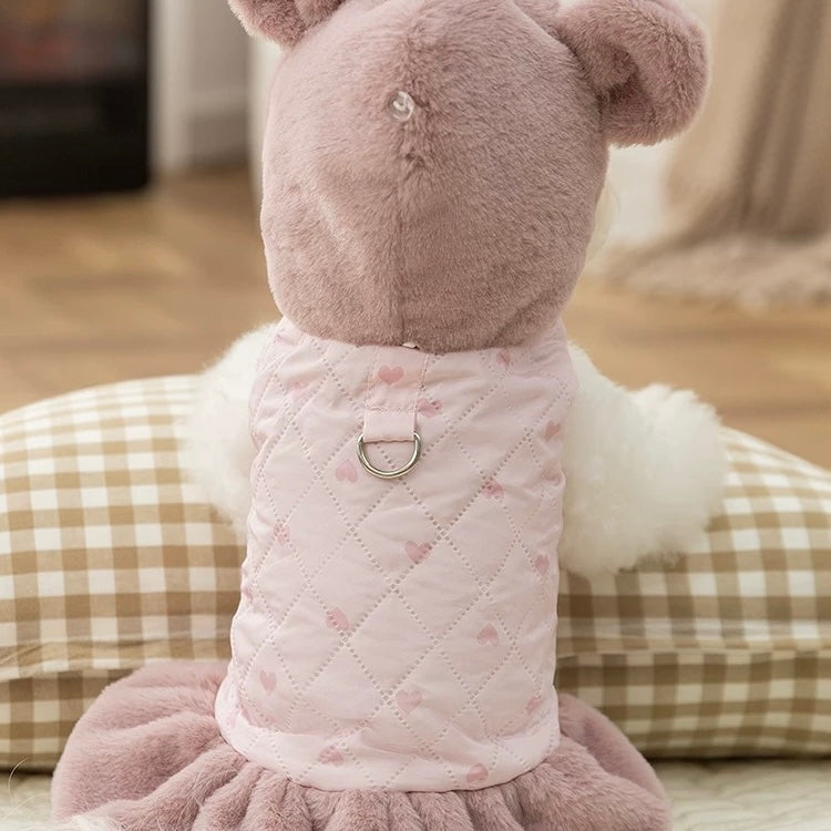 Warm Heart Printed Dog Cat Hooded Jacket Dress