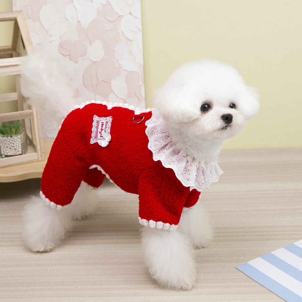 Sweet Lace Collar Dog Cat Harness Vest/Jumpsuits