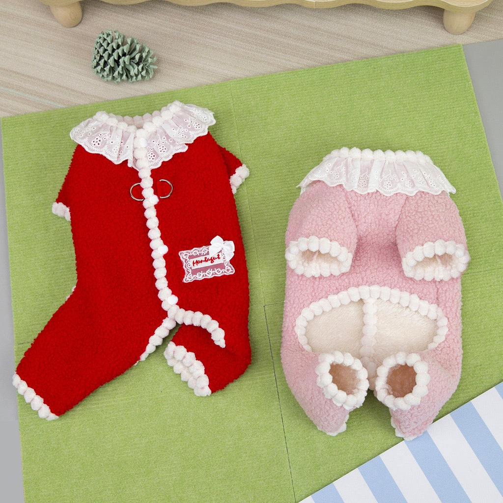 Sweet Lace Collar Dog Cat Harness Vest/Jumpsuits