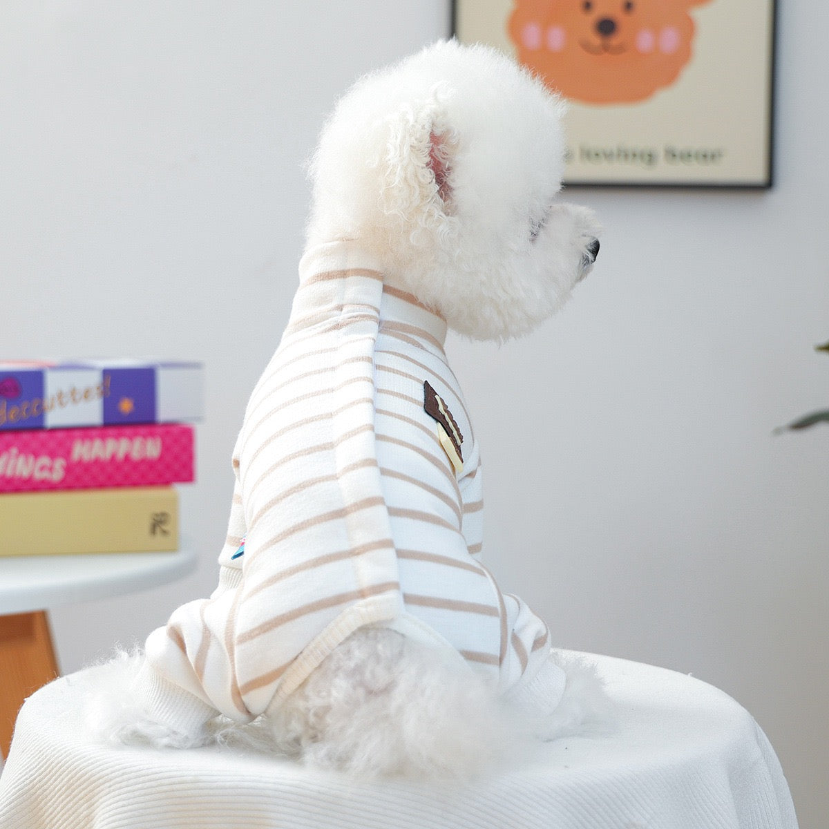 Casual Warm Striped Belly Protecting Dog Jumpsuits