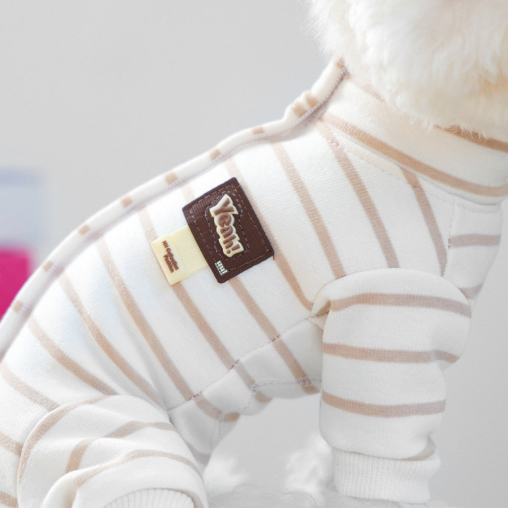 Casual Warm Striped Belly Protecting Dog Jumpsuits