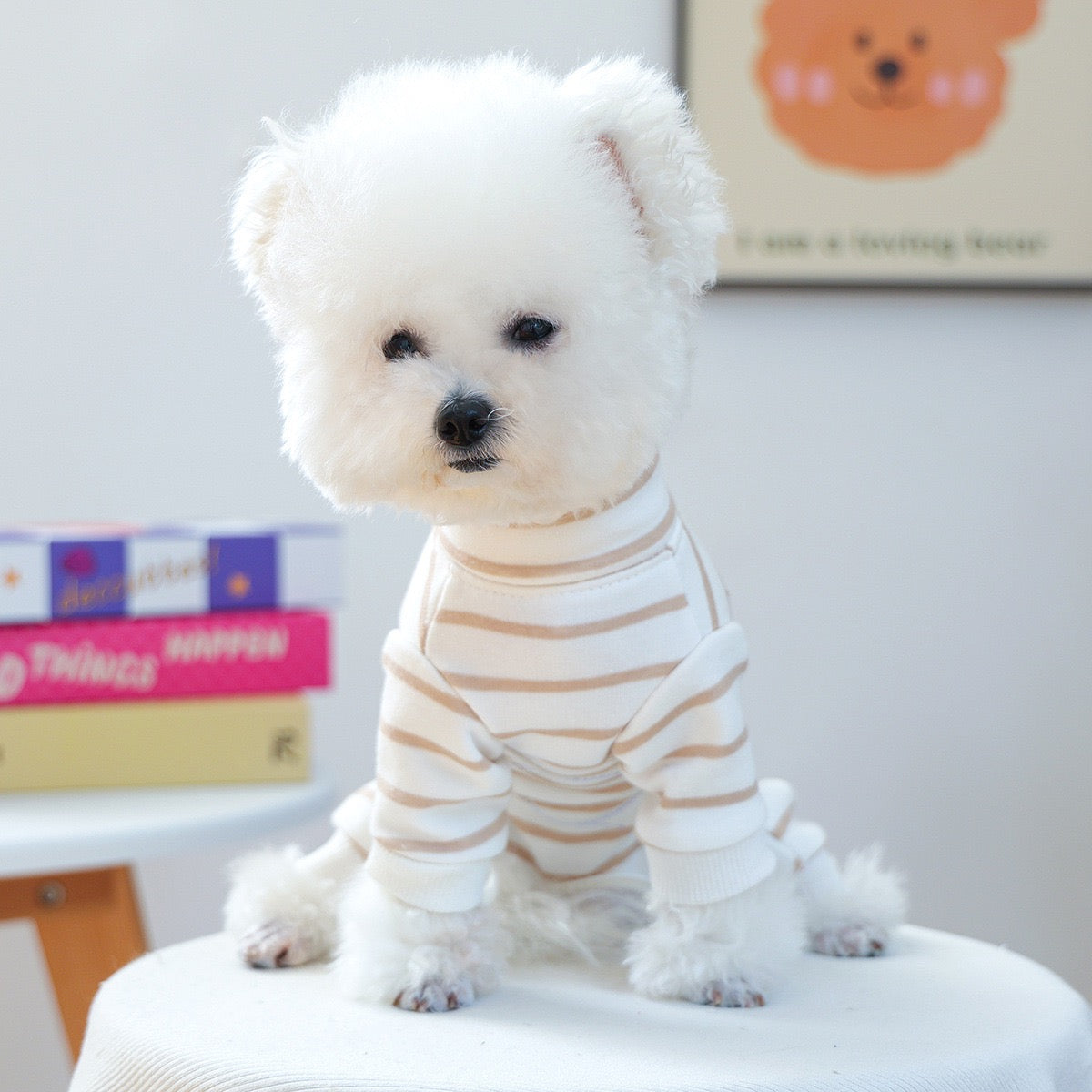 Casual Warm Striped Belly Protecting Dog Jumpsuits