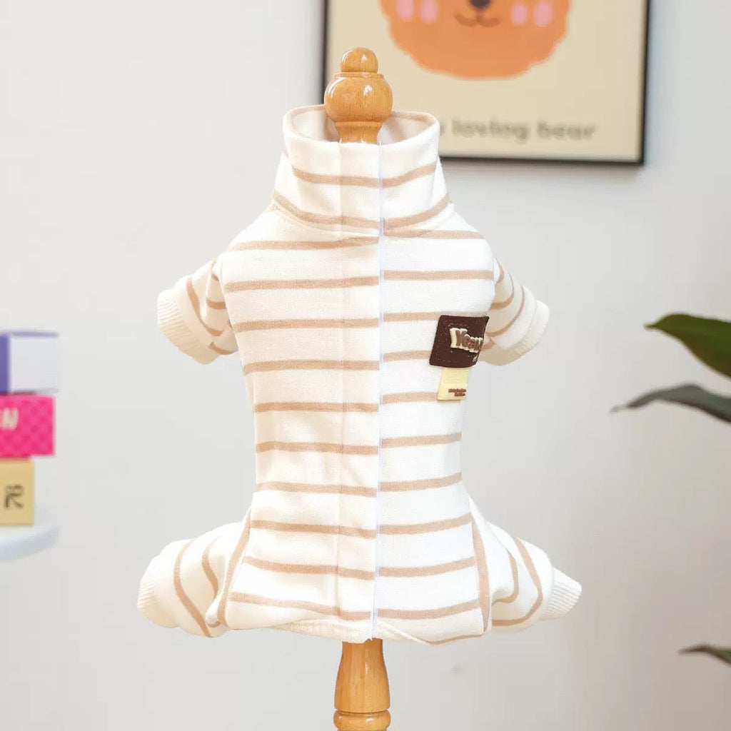 Casual Warm Striped Belly Protecting Dog Jumpsuits