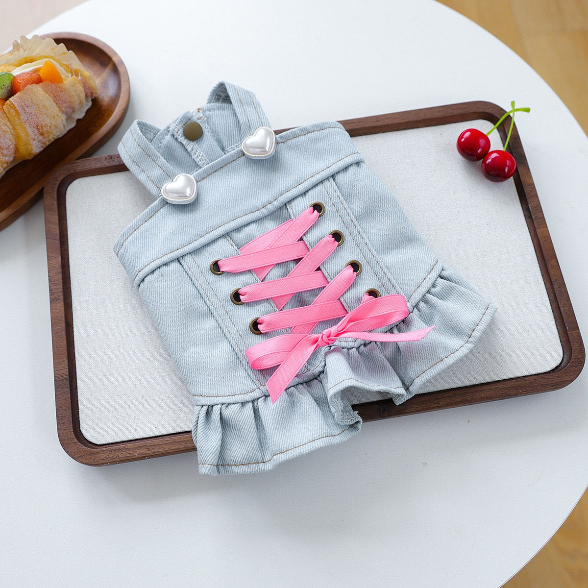 Sweet Lace-up Bow Heart Decor Dog Cat Jacket Dress