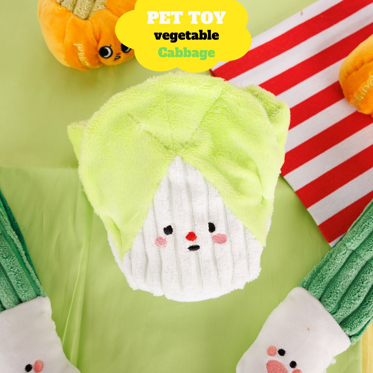 Cabbage/Scallions/Pumpkin Squeaky Dog Toy