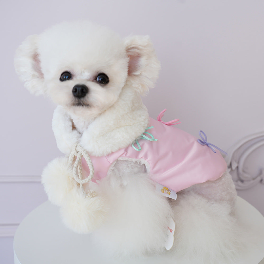 Fleece Removable Scarf Dog Cat Jacket