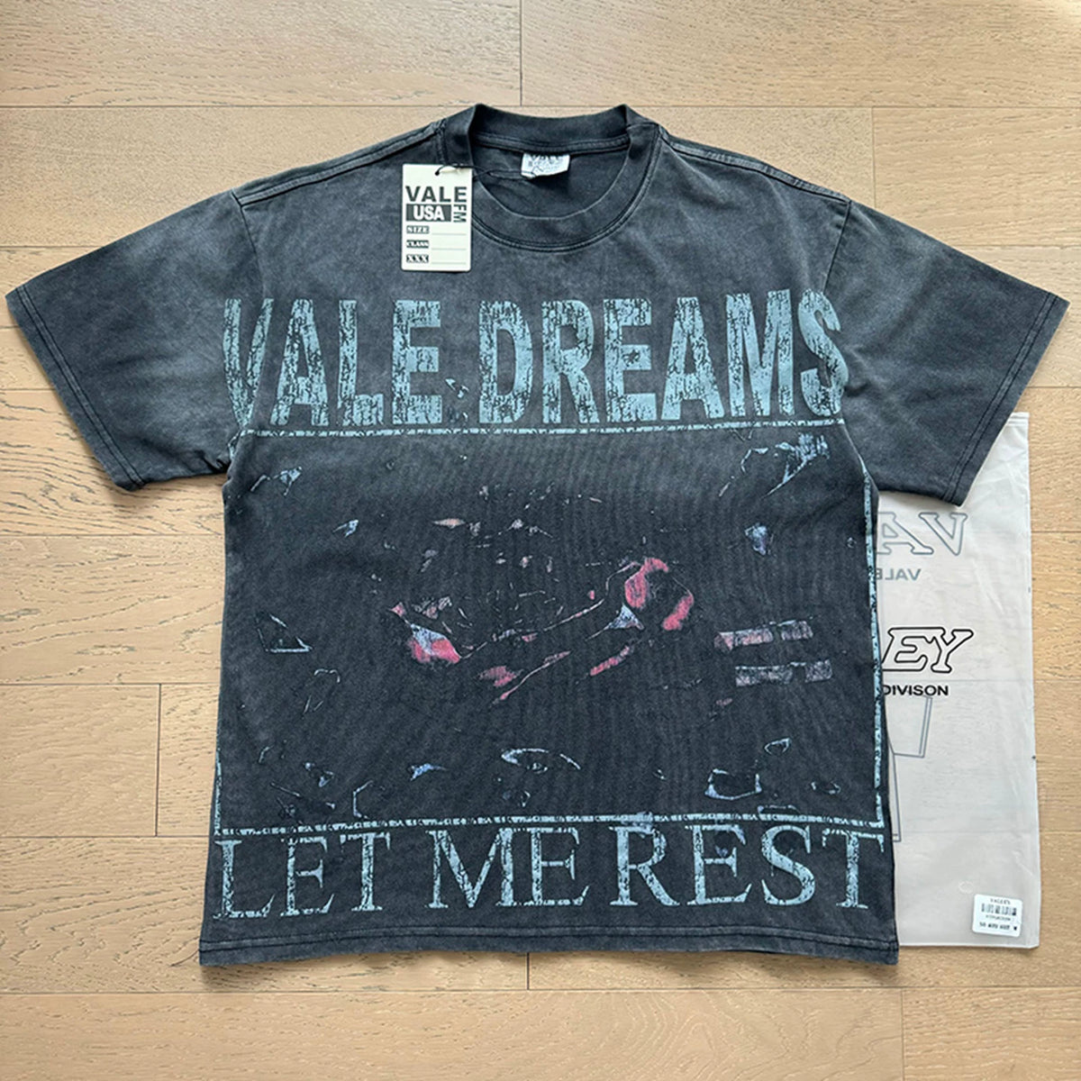 Vale Forever vintage European and American vintage washed pattern figure print high street casual versatile short sleeved T-shirt (32)