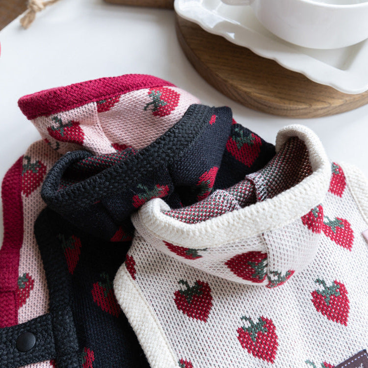 Strawberry Printed Hooded Dog Cat Cape