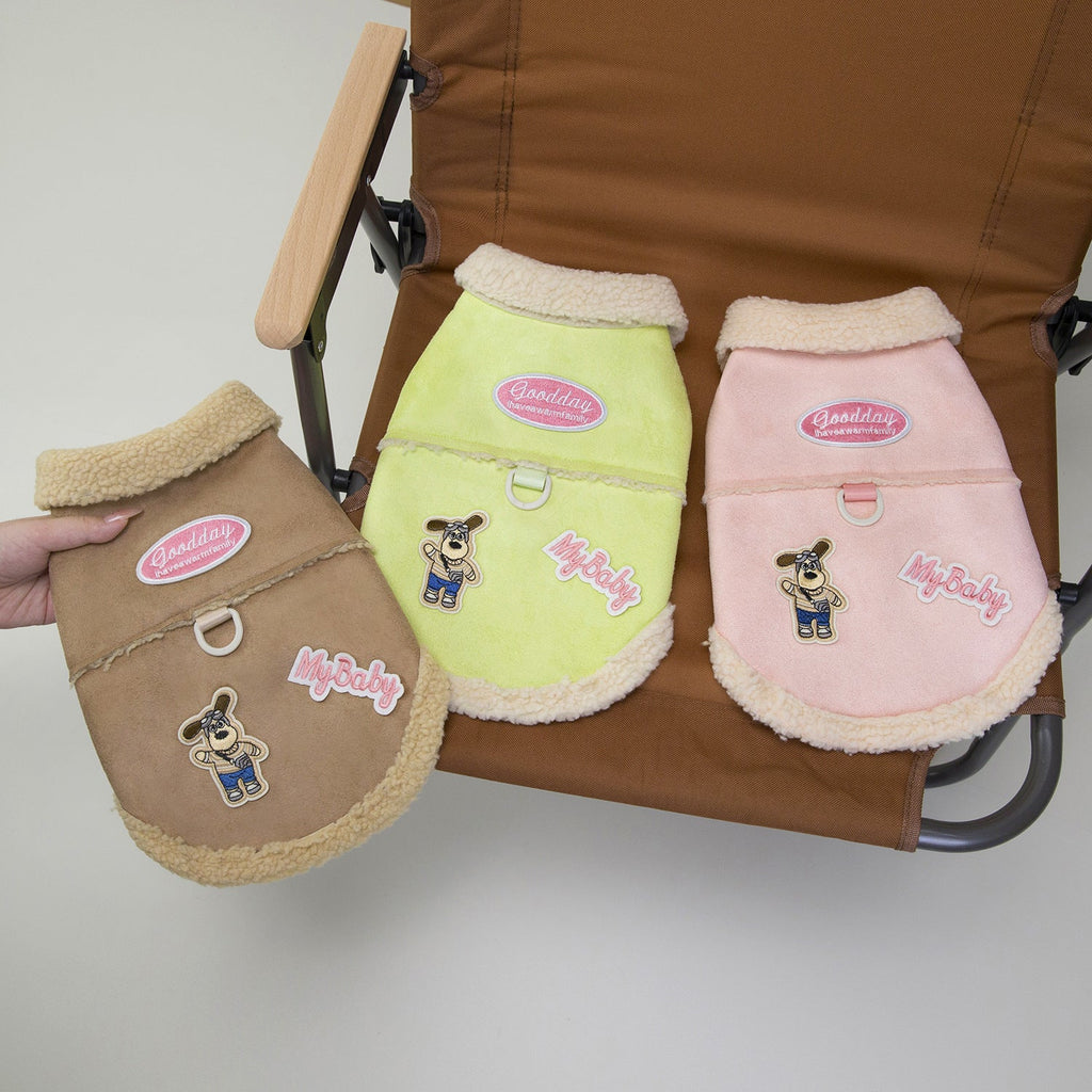 Faux Leather Puppy Decor Dog Harness Jacket