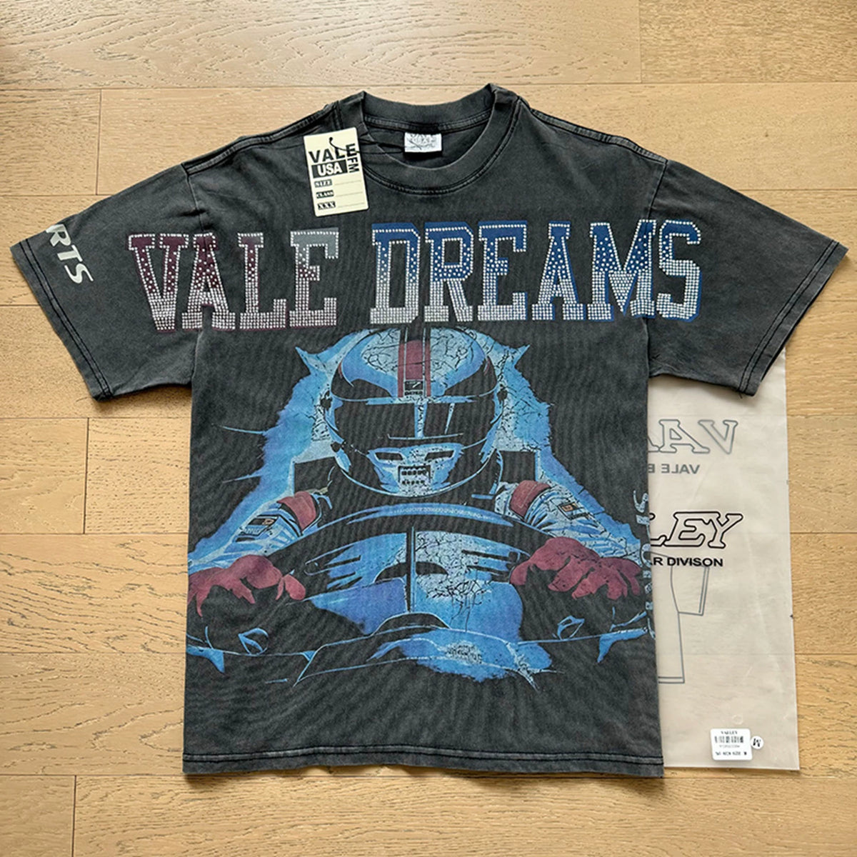 Vale Forever vintage European and American vintage washed pattern figure print high street casual versatile short sleeved T-shirt (45)