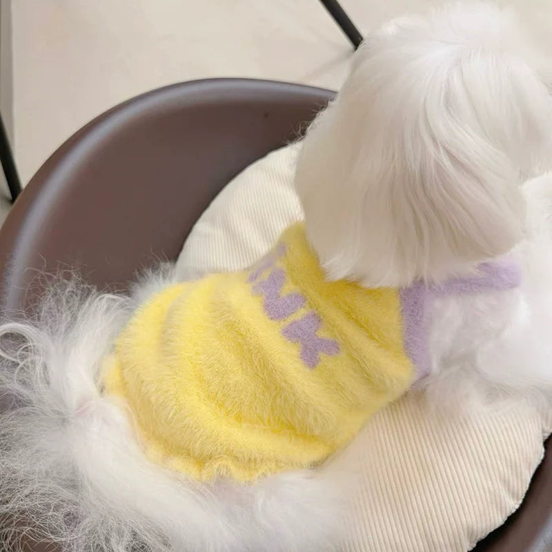 Wink Color Block Furry Strap Dog Cat Vest
