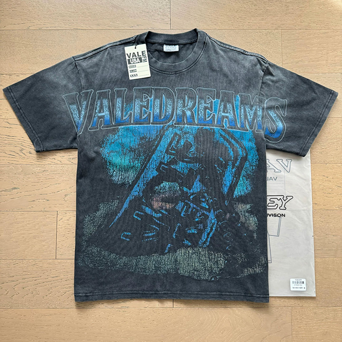 Vale Forever vintage European and American vintage washed pattern figure print high street casual versatile short sleeved T-shirt (33)