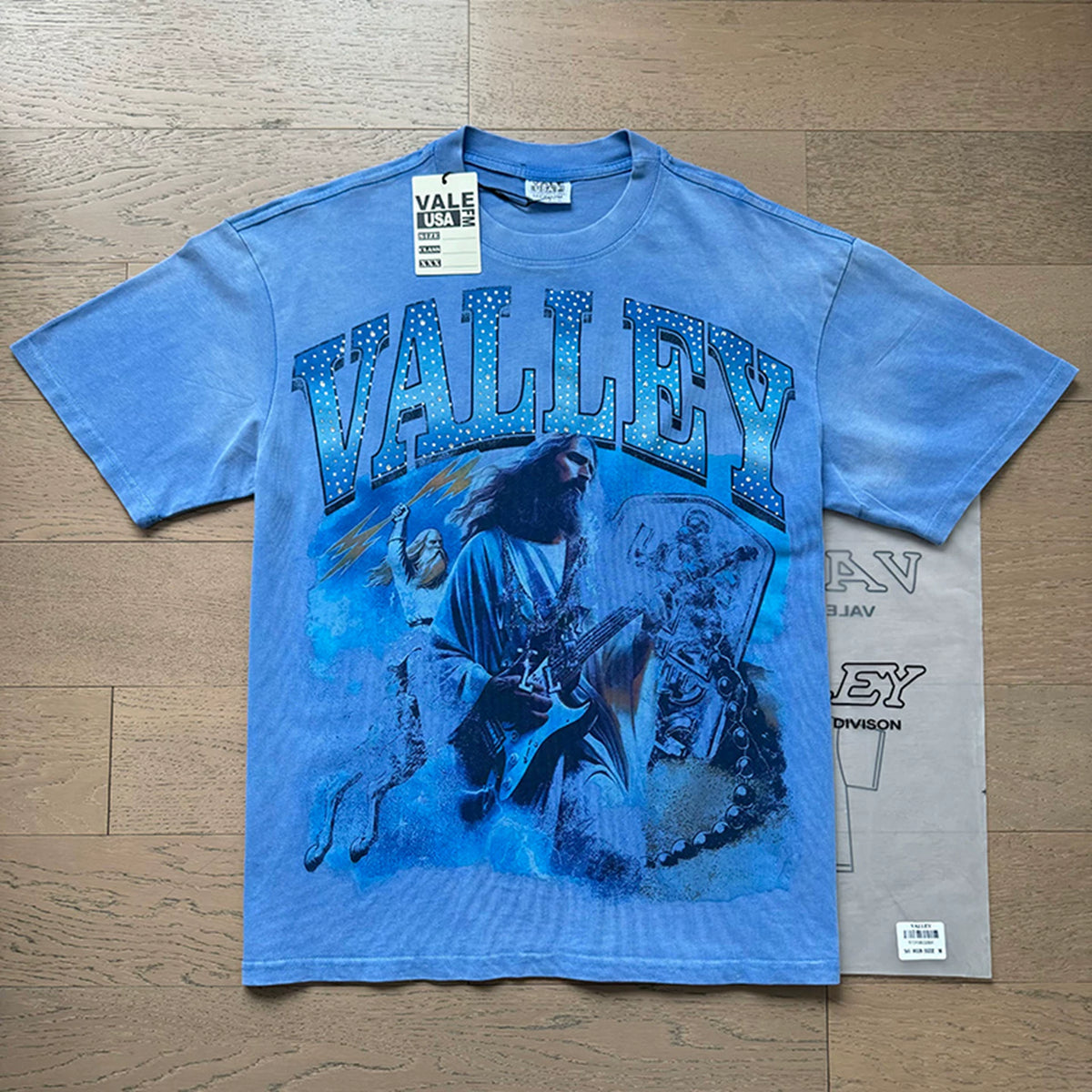 Vale Forever vintage European and American vintage washed pattern figure print high street casual versatile short sleeved T-shirt (40)
