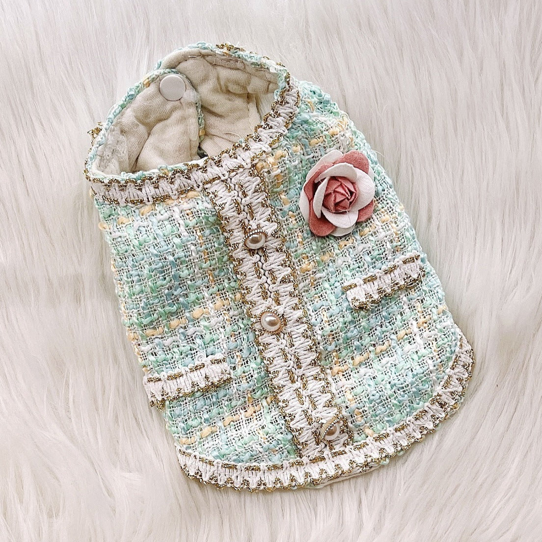 Elegant Style Flower Pearl Dog Cat Jacket