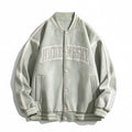 Sage Green Letter Embroidered Varsity Jacket