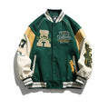 Green Embroidered Varsity Baseball Jacket