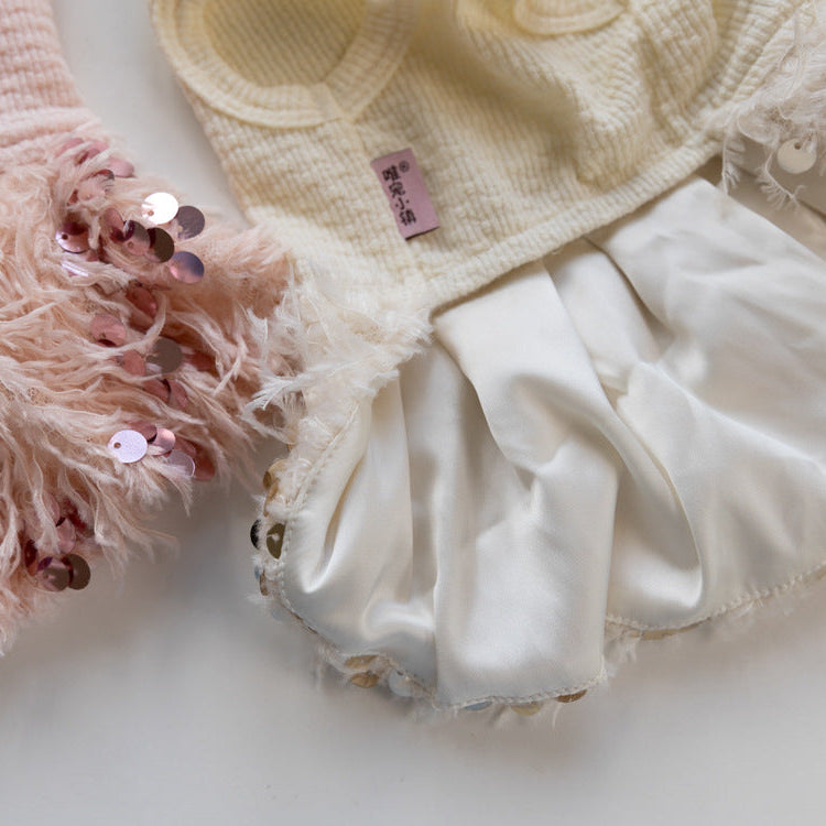 Elegant Sequin Dog Cat Dress Coat