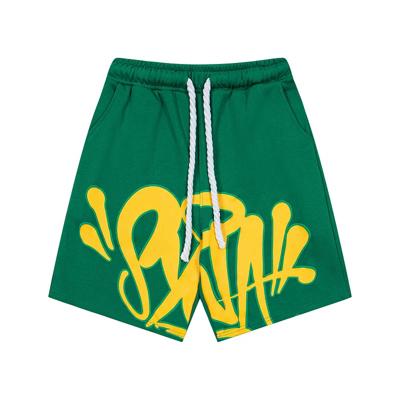 Synaworld Shorts, an American high street fashion brand, summer sports and leisure foam printed pure cotton five quarter shorts (3)