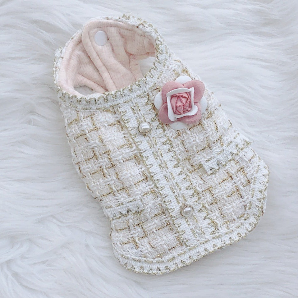 Elegant Style Flower Pearl Dog Cat Jacket