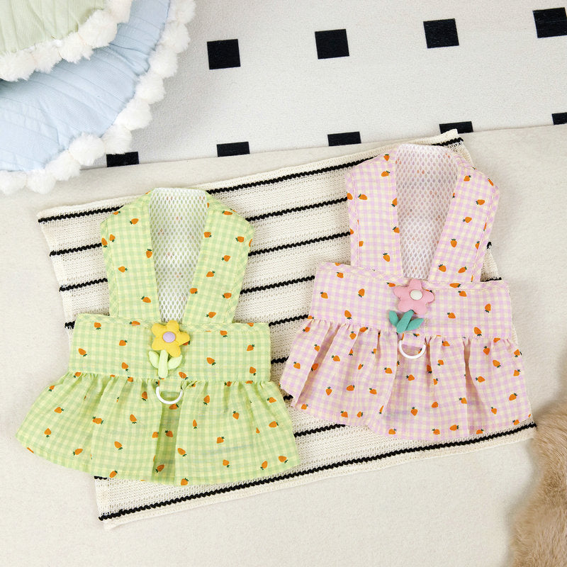Flower Decor Carrot Dog Cat Dress Harness
