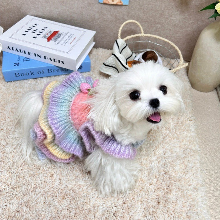 Tulip Decor Gradient Dog Cat Knitted Dress