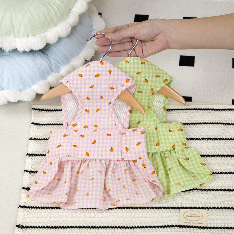 Flower Decor Carrot Dog Cat Dress Harness