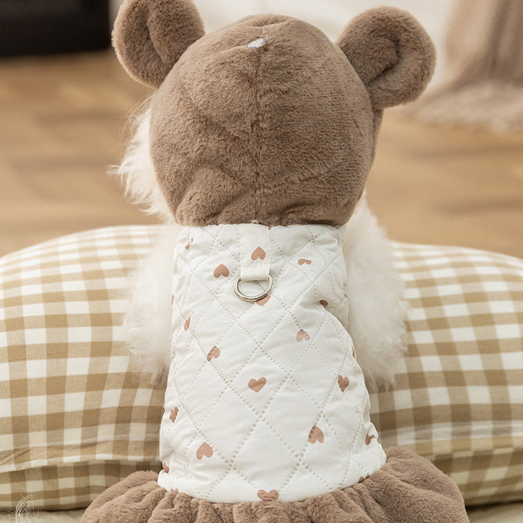 Warm Heart Printed Dog Cat Hooded Jacket Dress