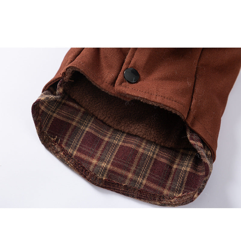 Retro Plaid Fleece Dog Cat Harness Shirt Dress