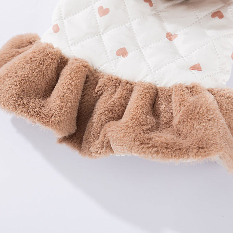 Warm Heart Printed Dog Cat Hooded Jacket Dress