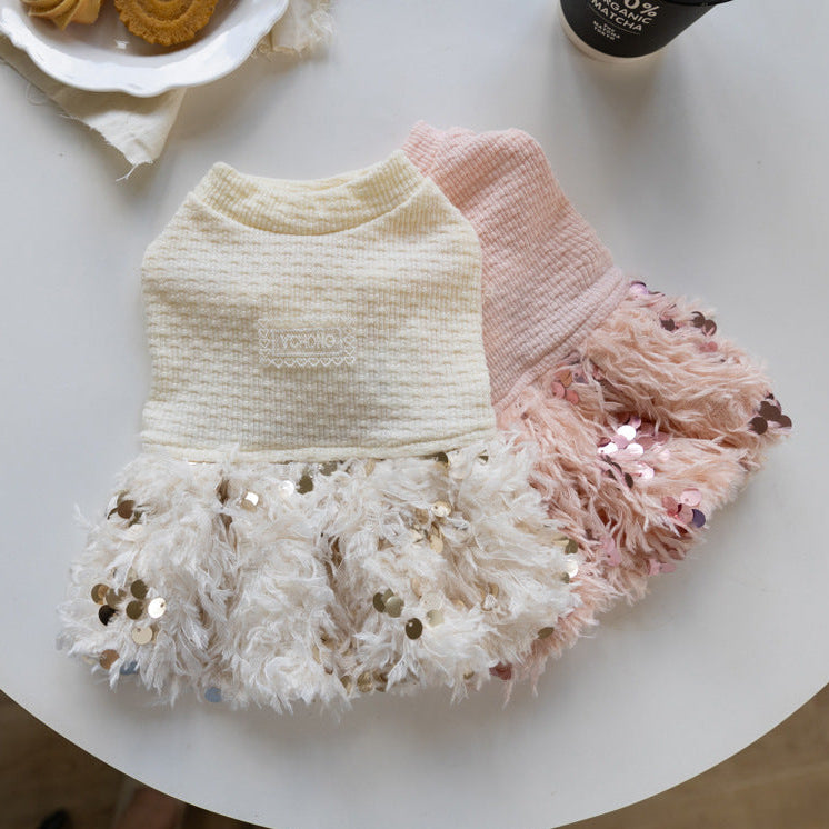 Elegant Sequin Dog Cat Dress Coat