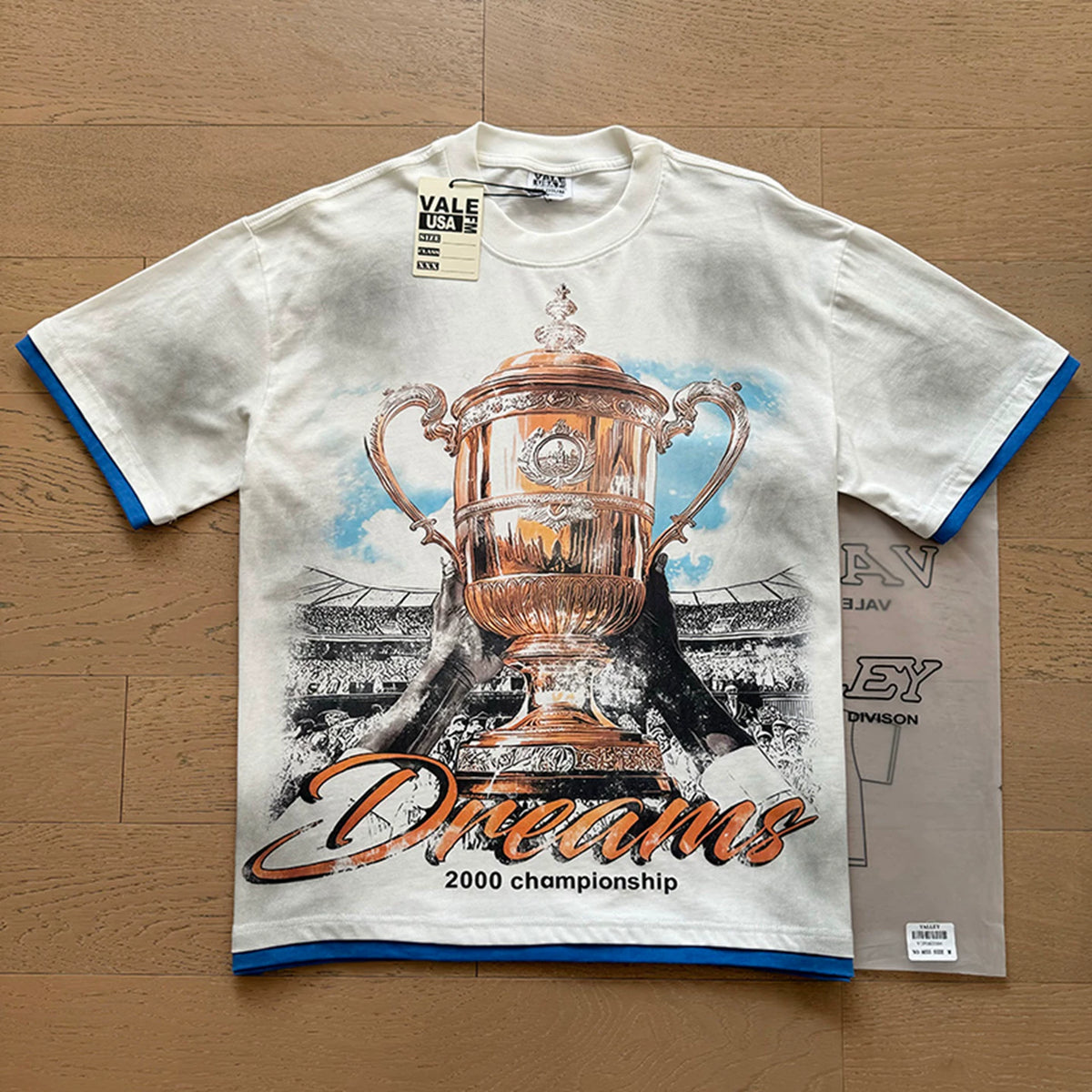 Vale Forever vintage European and American vintage washed pattern figure print high street casual versatile short sleeved T-shirt (21)