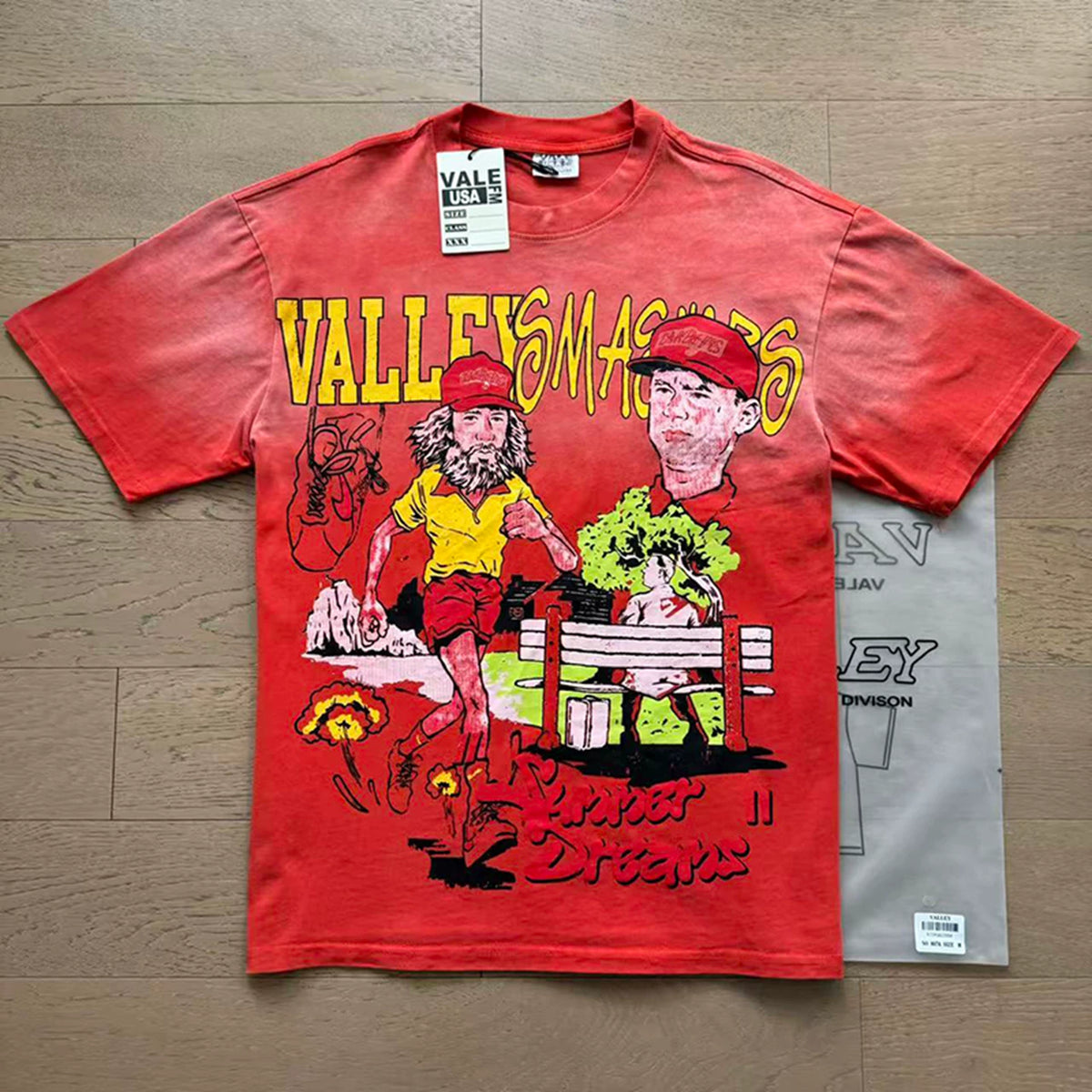 Vale Forever vintage European and American vintage washed pattern figure print high street casual versatile short sleeved T-shirt (5)