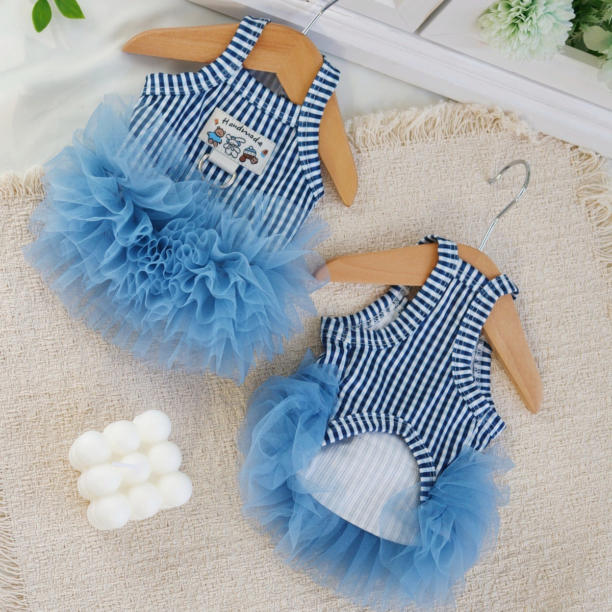 Plaid Tag Decor Dog Cat Lace Dress