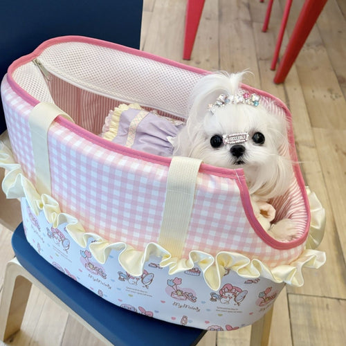 Cartoon Plaid Printed Dog Cat Carrier Bag