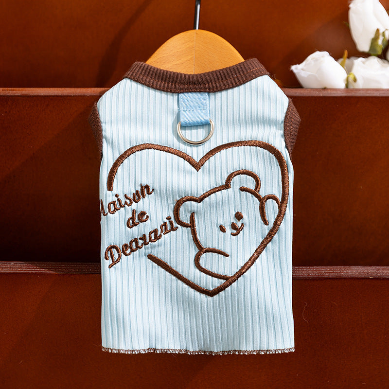 Color Block Bear Heart Dog Cat Vest