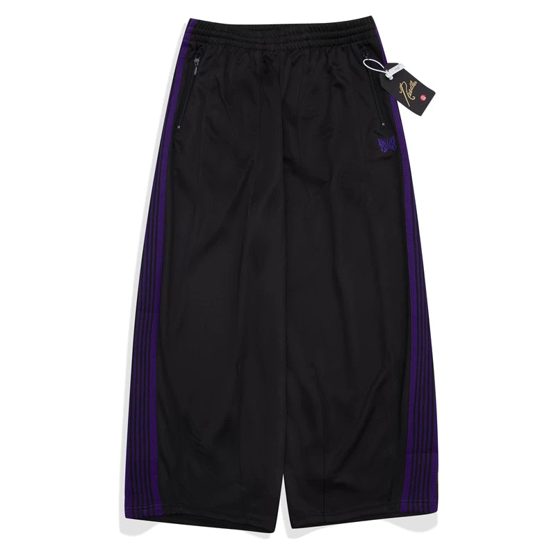 Needles butterfly embroidered bloomers European, American and Japanese fashion brand sports and casual wide version striped wide-leg straight pants (2)